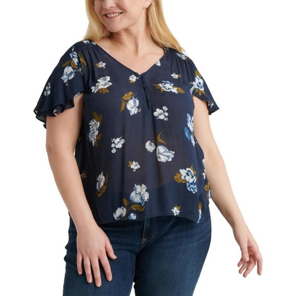 Lucky Brand Size 3X Navy Flutter sleeve - Picture 1 of 2
